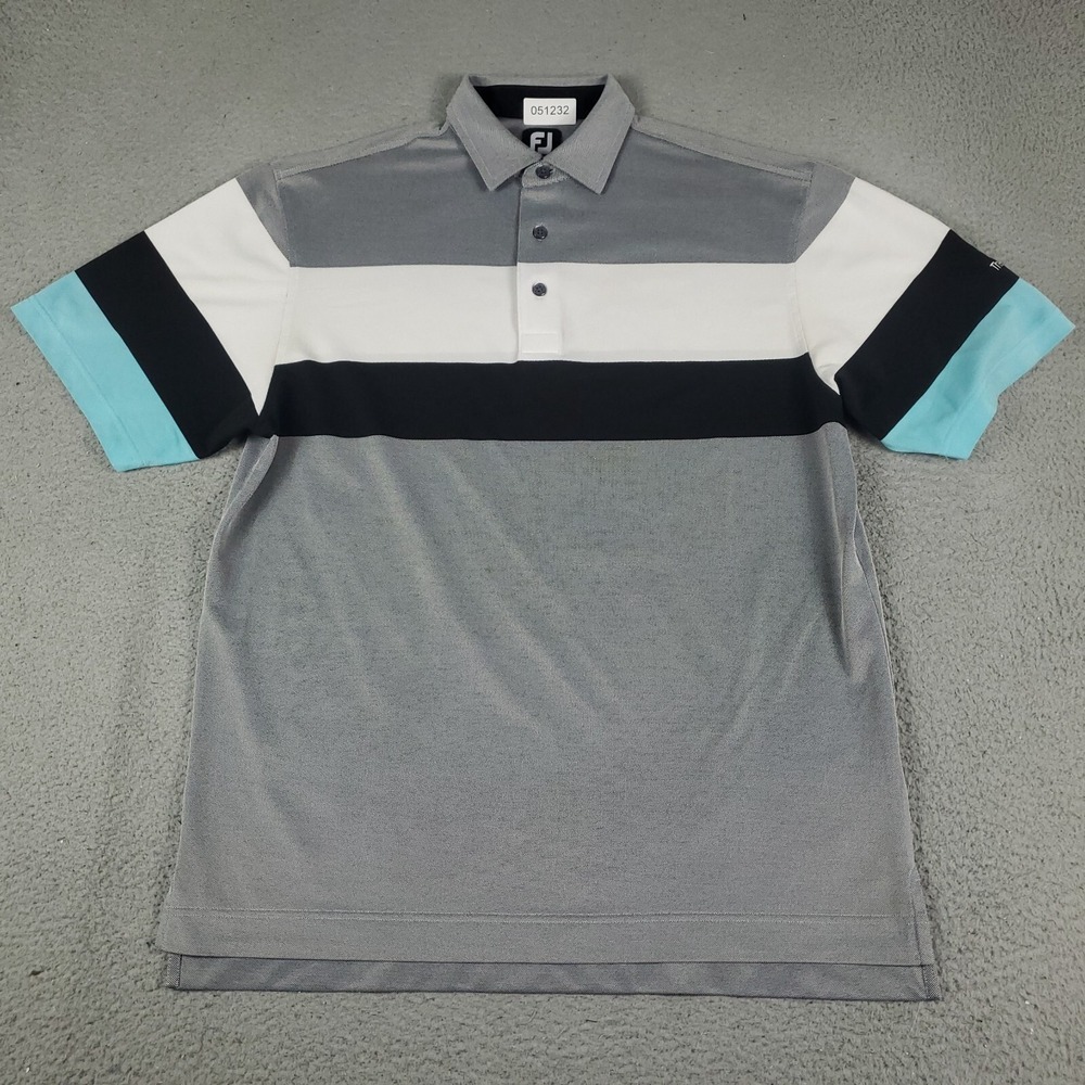 FJ FootJoy Polo Shirt Mens Size Large Gray Golf Casual Short Sleeve